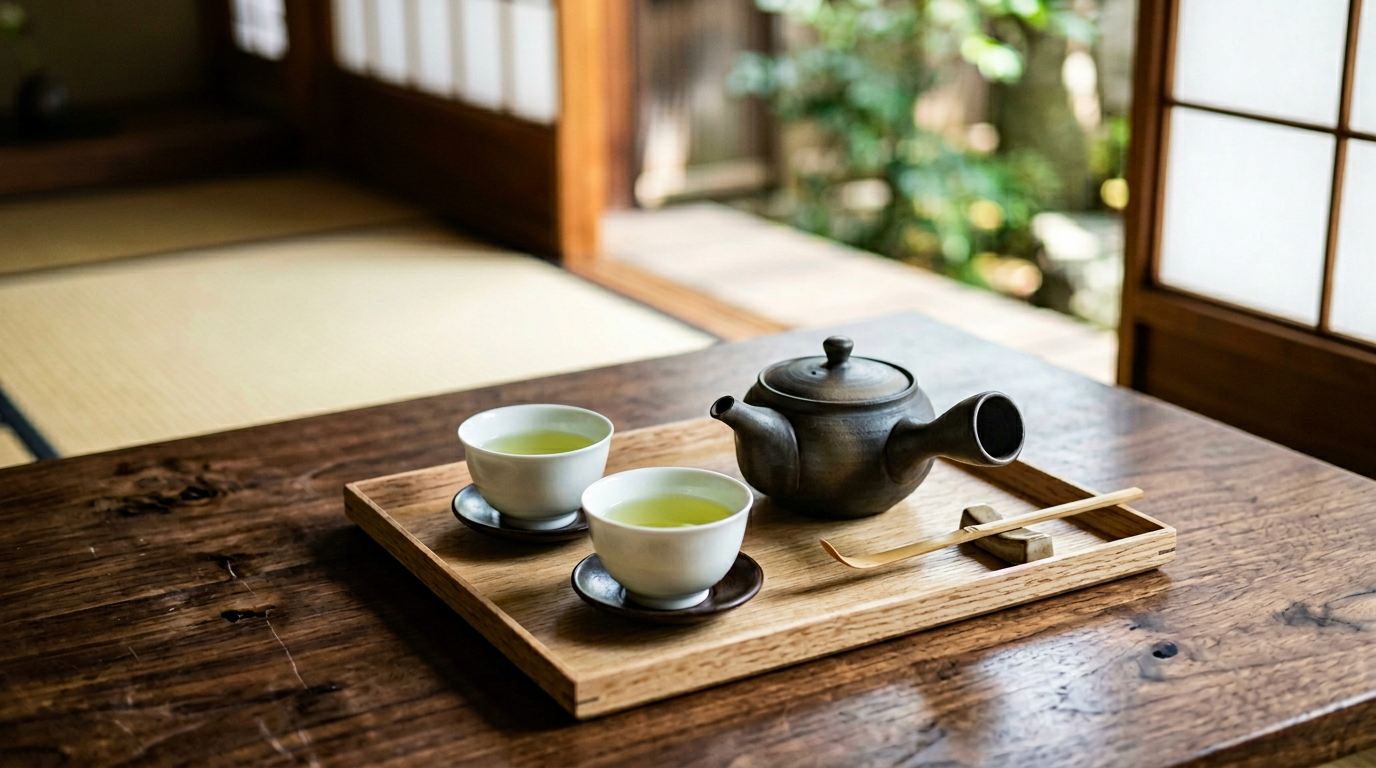 日本茶と茶道具の静かな情景